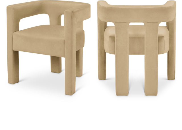 Athena Camel Velvet Dining Chair - Ella Furniture