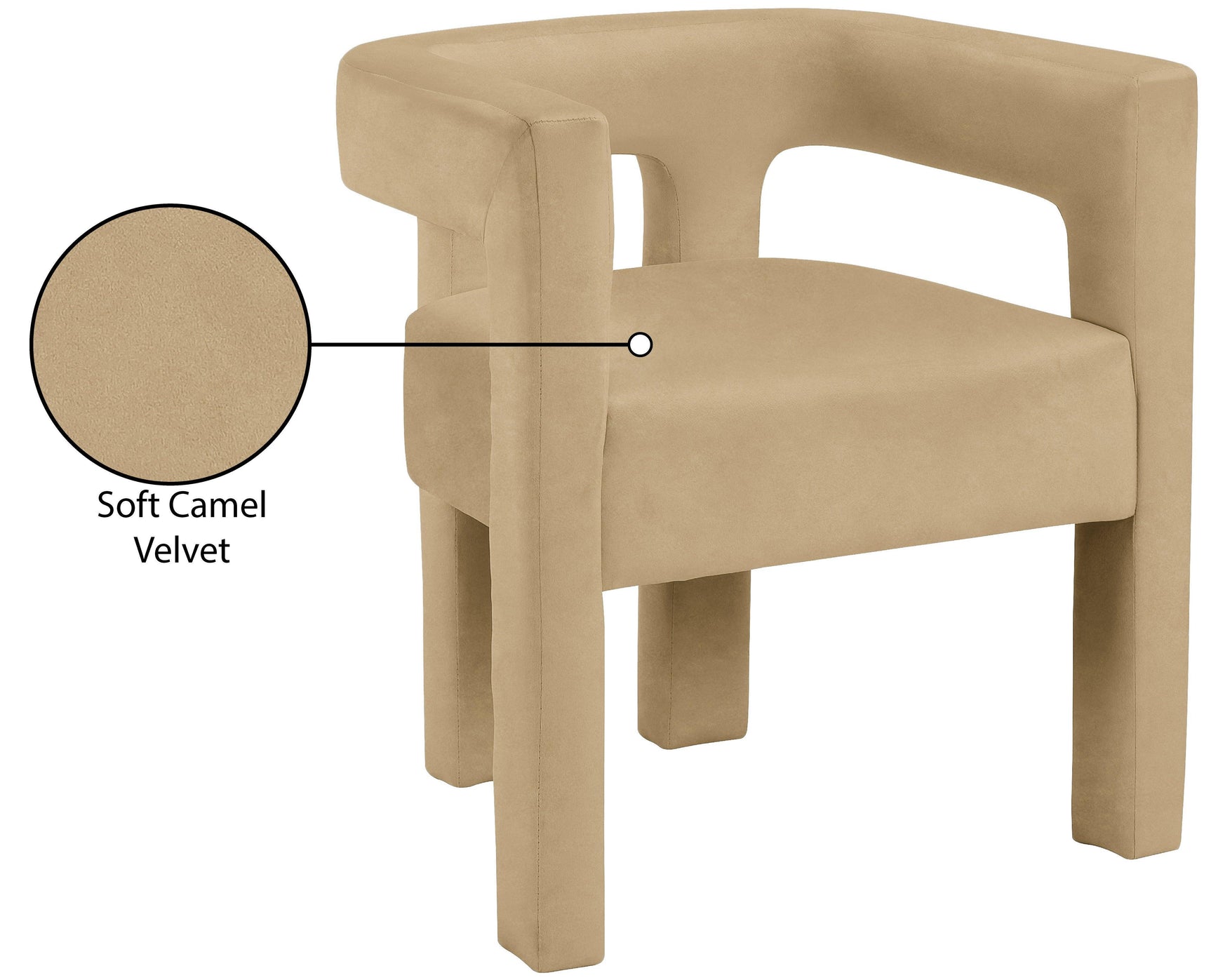 Athena Camel Velvet Dining Chair - Ella Furniture