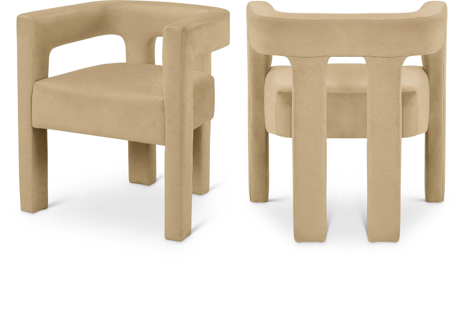 Athena Camel Velvet Dining Chair - Ella Furniture