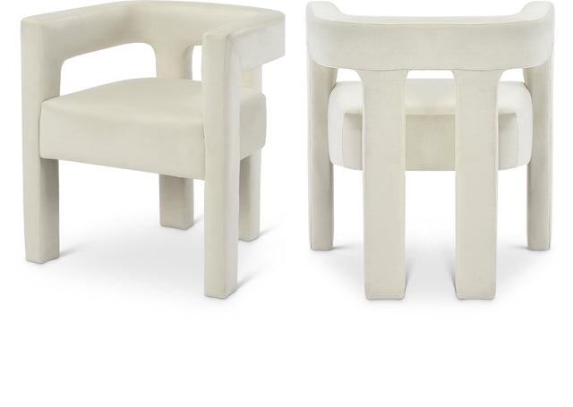 Athena Cream Velvet Dining Chair - Ella Furniture