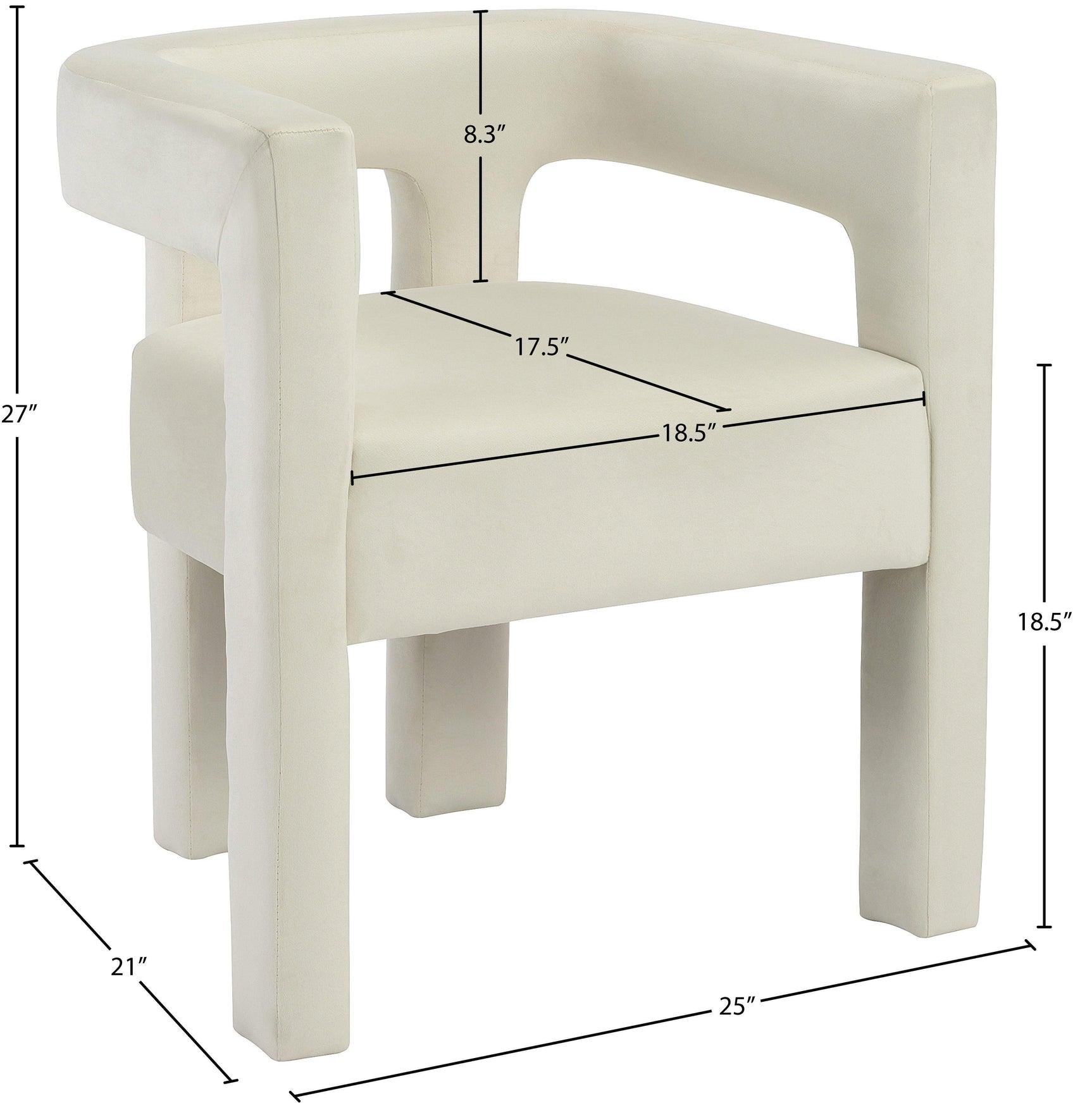 Athena Cream Velvet Dining Chair - Ella Furniture
