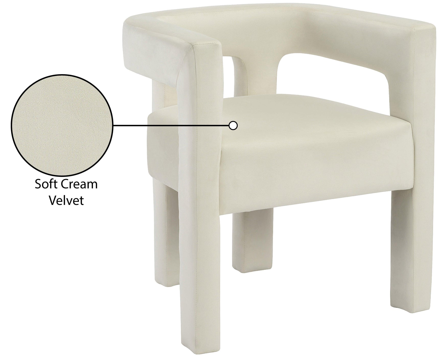 Athena Cream Velvet Dining Chair - Ella Furniture