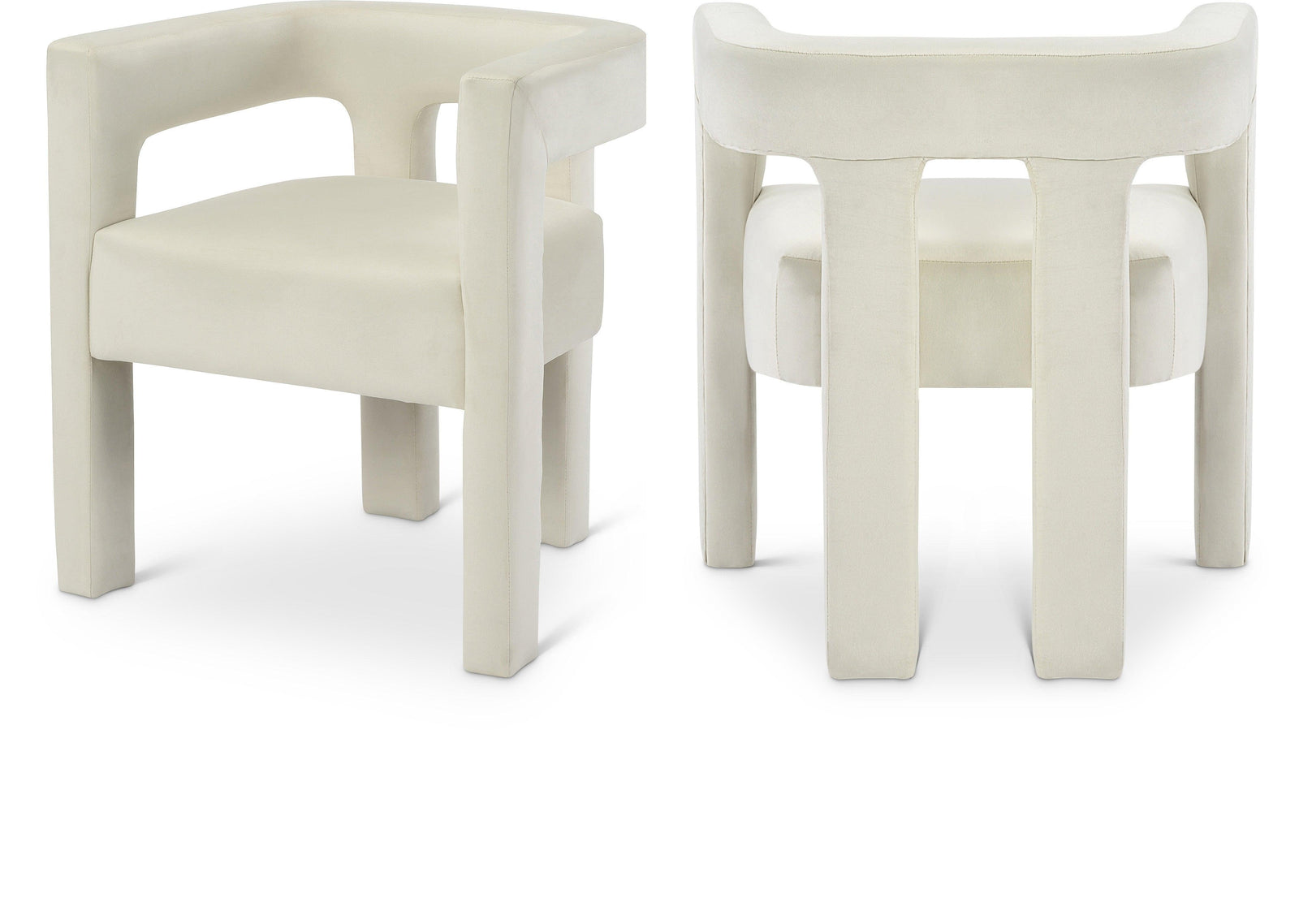 Athena Cream Velvet Dining Chair - Ella Furniture