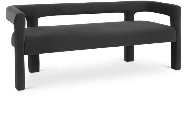 Athena Black Velvet Bench - Ella Furniture