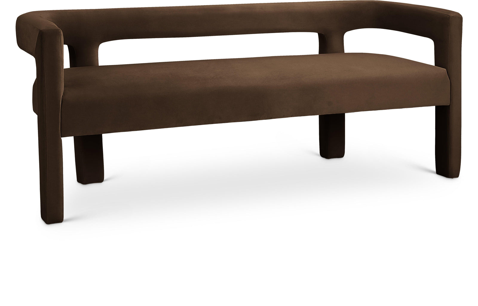 Athena Brown Velvet Bench - Ella Furniture
