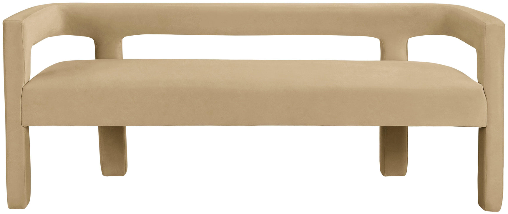 Athena Camel Velvet Bench - Ella Furniture