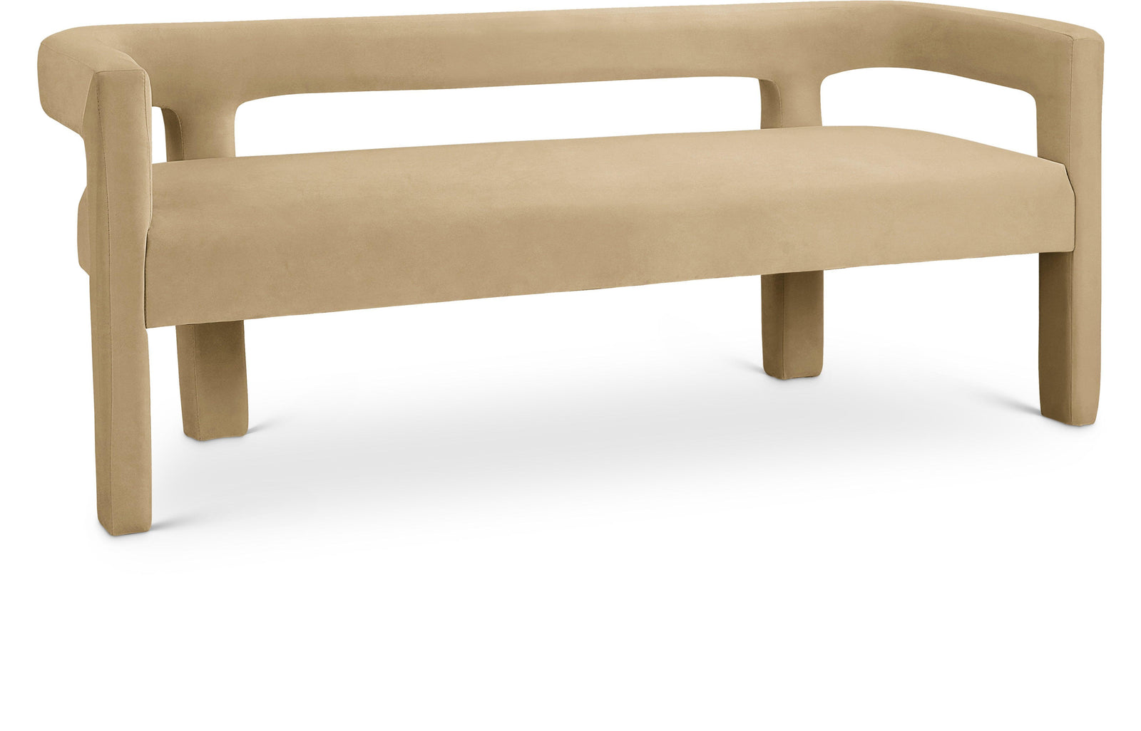 Athena Camel Velvet Bench - Ella Furniture