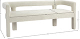 Athena Cream Velvet Bench - Ella Furniture