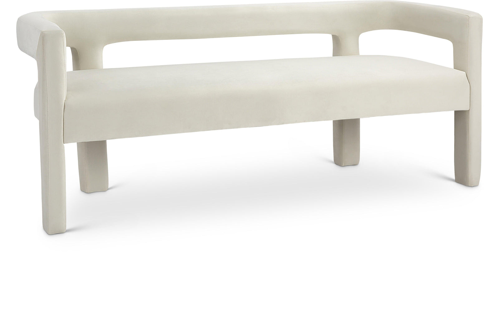 Athena Cream Velvet Bench - Ella Furniture