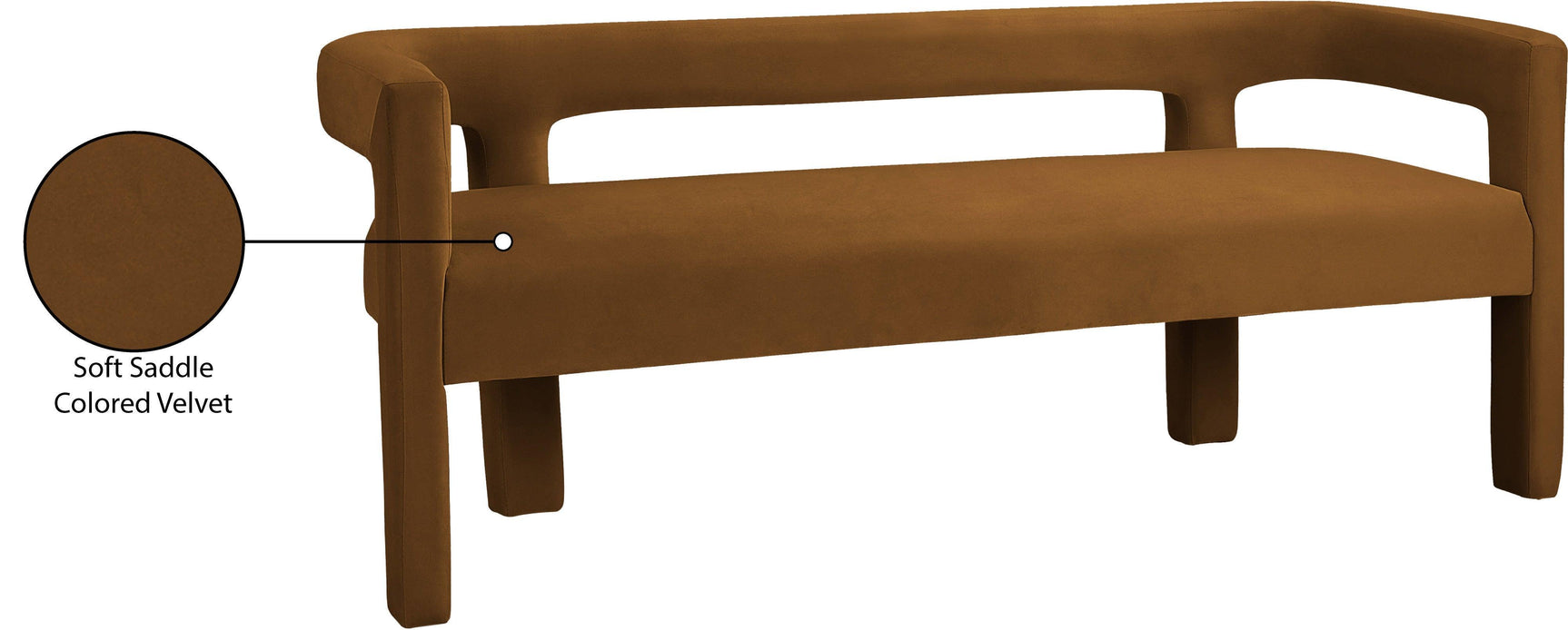 Athena Saddle Velvet Bench - Ella Furniture
