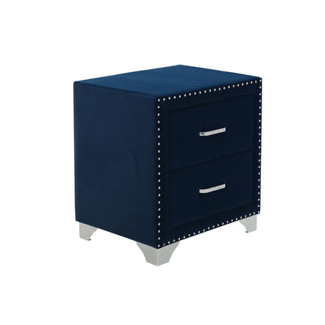 Melody 2-Drawer Upholstered Nightstand Pacific Blue - Ella Furniture