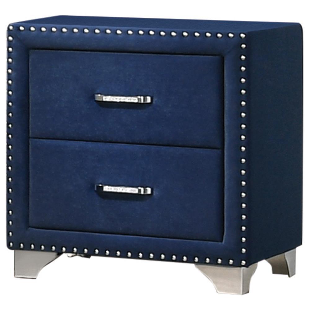 Melody 2-Drawer Upholstered Nightstand Pacific Blue - Ella Furniture