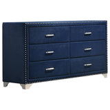 Melody 6-Drawer Upholstered Dresser Pacific Blue - Ella Furniture