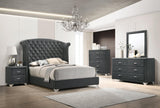 Melody Queen Wingback Upholstered Bed Grey - Ella Furniture
