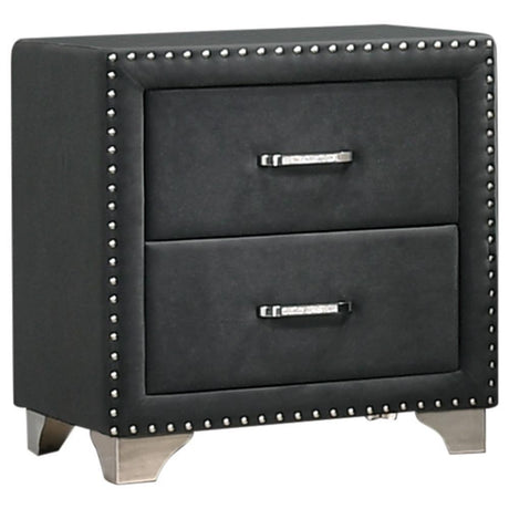 Melody 2-Drawer Upholstered Nightstand Grey - Ella Furniture