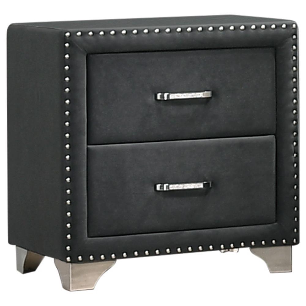 Melody 2-Drawer Upholstered Nightstand Grey - Ella Furniture