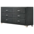 Melody 6-Drawer Upholstered Dresser Grey - Ella Furniture