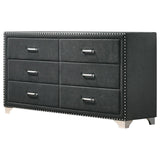 Melody 6-Drawer Upholstered Dresser Grey - Ella Furniture