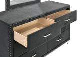 Melody 6-Drawer Upholstered Dresser Grey - Ella Furniture