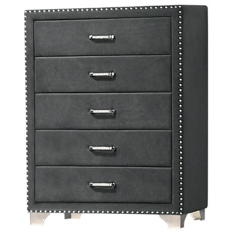 Melody 5-Drawer Upholstered Chest Grey - Ella Furniture