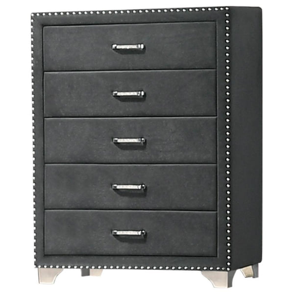 Melody 5-Drawer Upholstered Chest Grey - Ella Furniture
