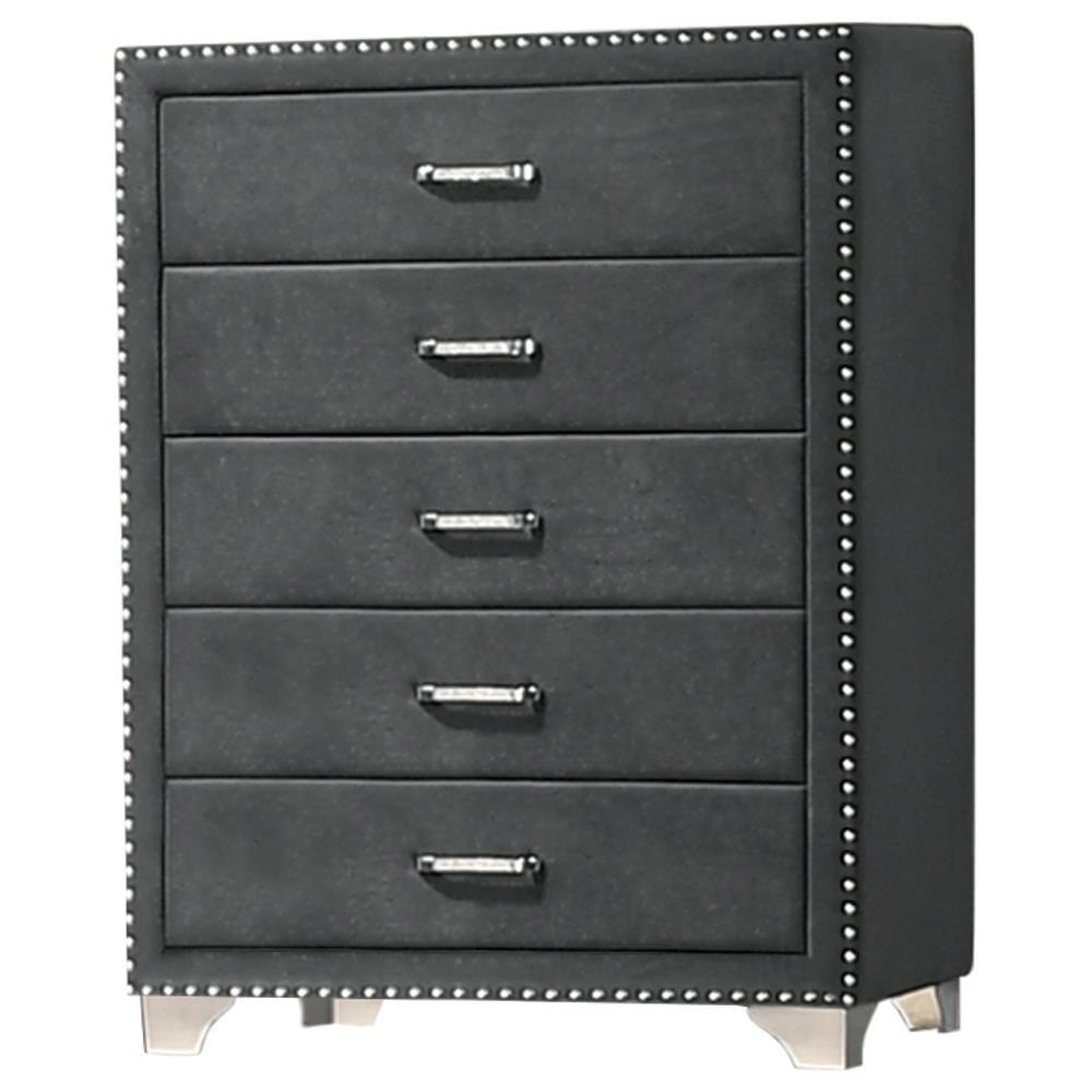 Melody 5-Drawer Upholstered Chest Grey - Ella Furniture