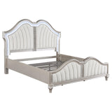 Evangeline Tufted Upholstered Platform Queen Bed Ivory And Silver Oak - Ella Furniture