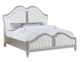 Evangeline Tufted Upholstered Platform Queen Bed Ivory And Silver Oak - Ella Furniture