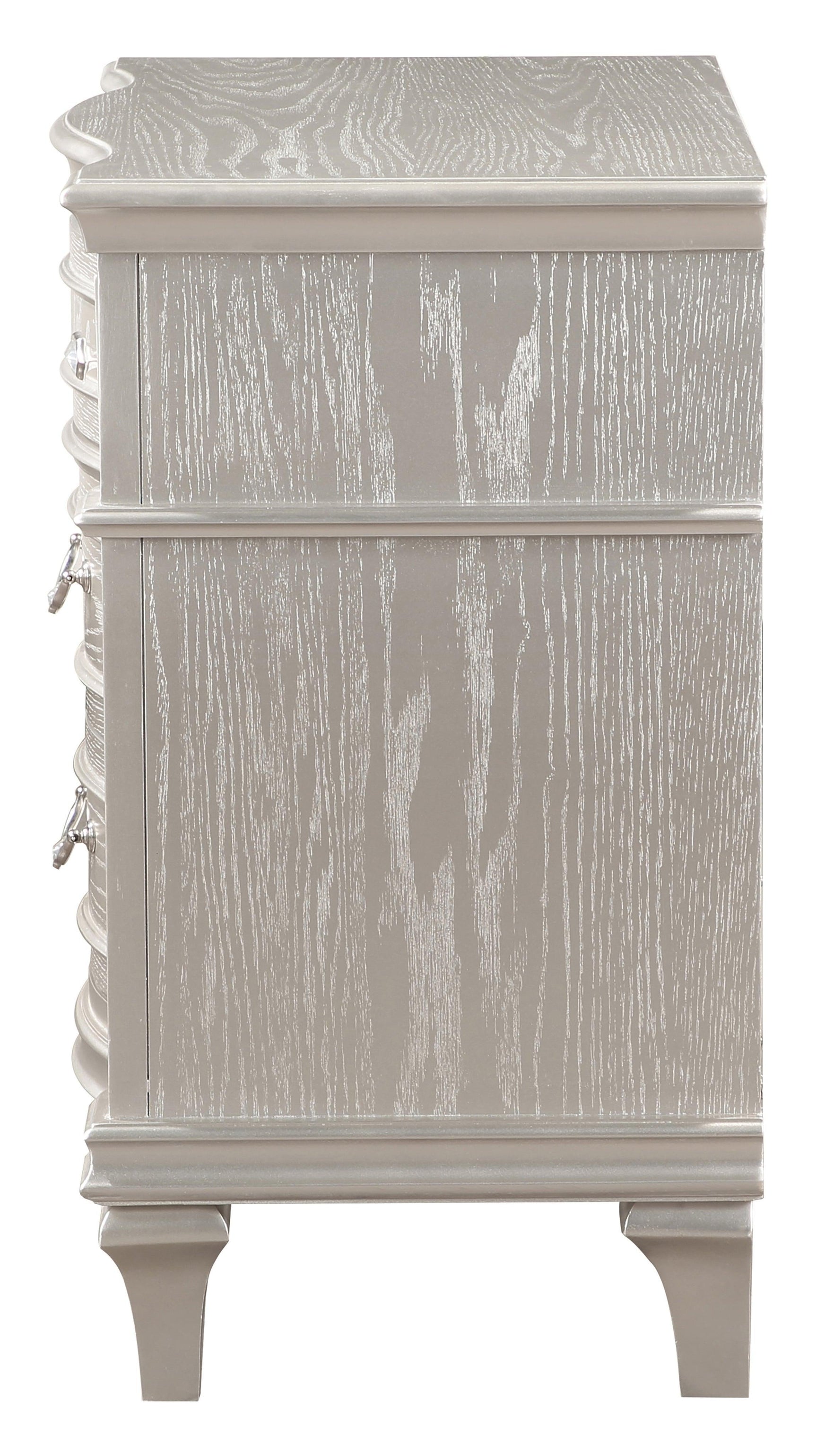 Evangeline 3-Drawer Nightstand Silver Oak - Ella Furniture
