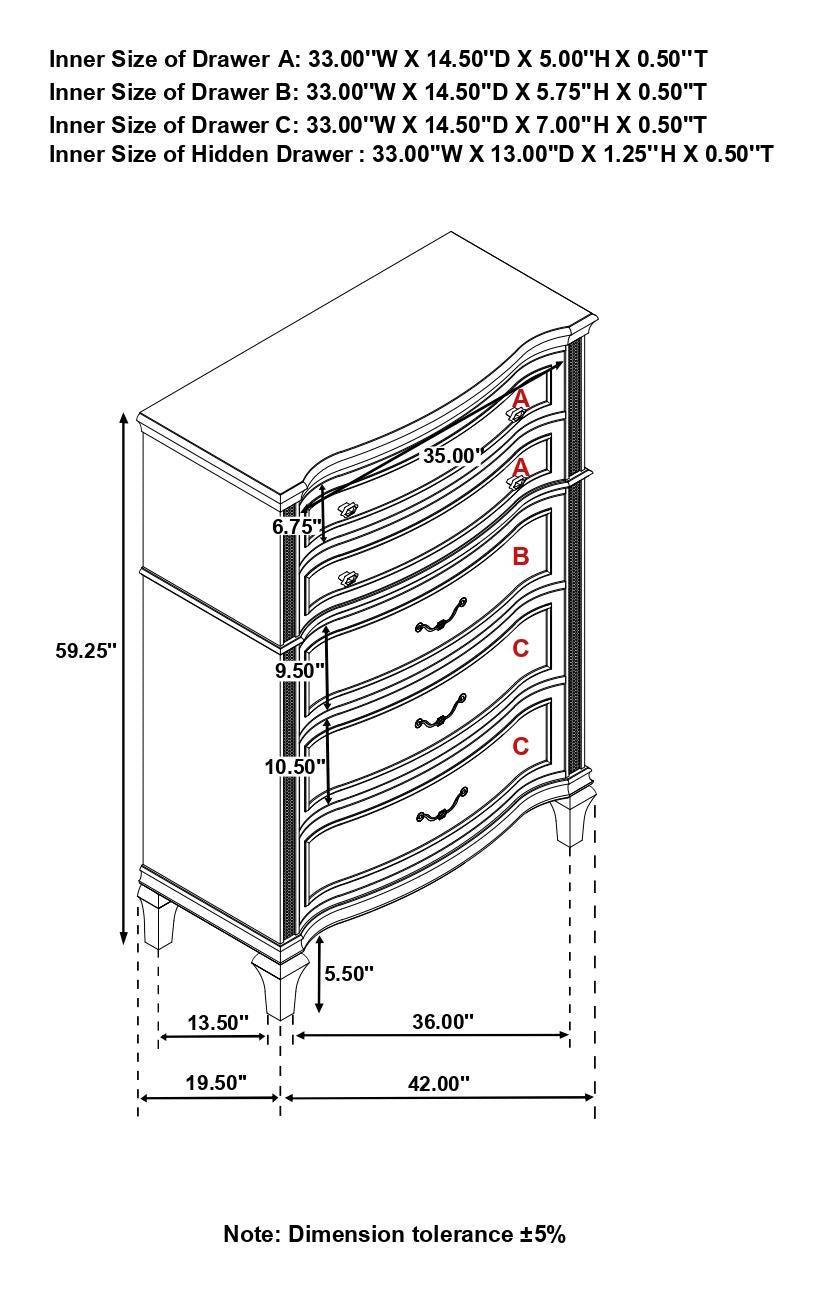 Evangeline 6-Drawer Chest Silver Oak - Ella Furniture