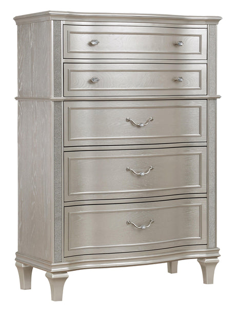 Evangeline 3-Drawer Nightstand Silver Oak - Ella Furniture