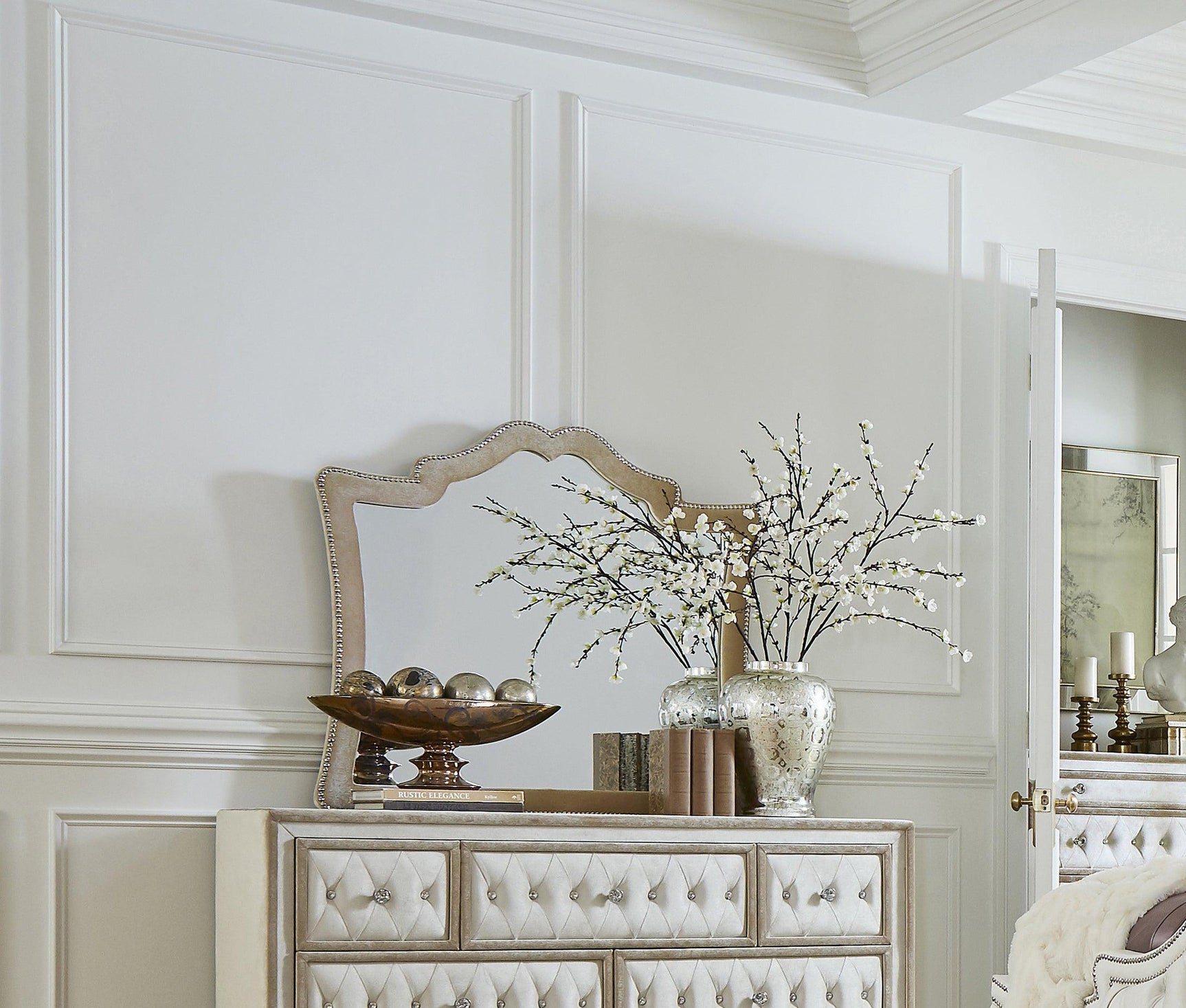 Antonella Upholstered Tufted Eastern King Bed Ivory And Camel - Ella Furniture