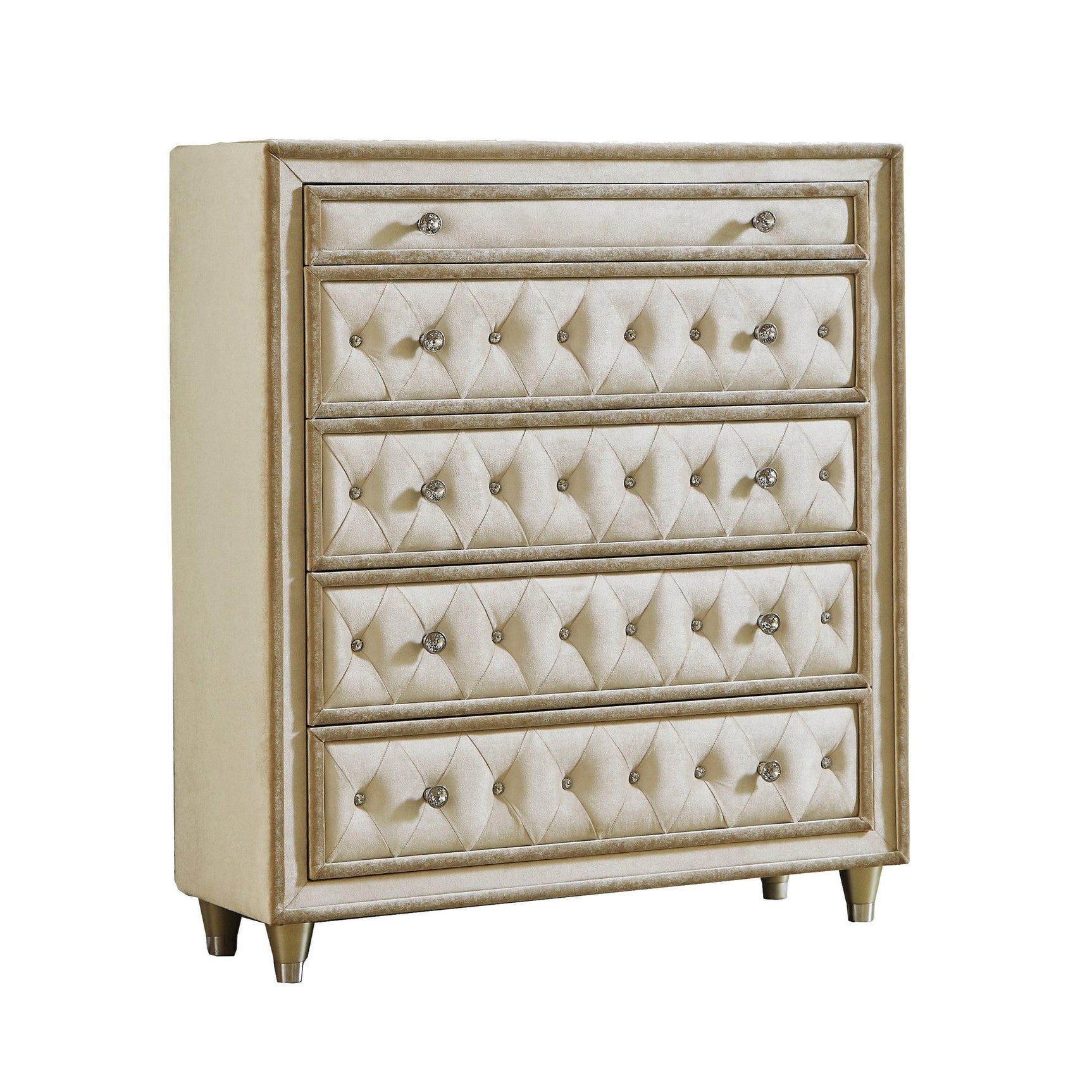 Antonella Upholstered Tufted Eastern King Bed Ivory And Camel - Ella Furniture