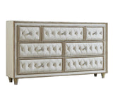 Antonella Upholstered Tufted Queen Bed Ivory And Camel - Ella Furniture