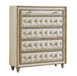 Antonella Upholstered Tufted Queen Bed Ivory And Camel - Ella Furniture