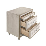Antonella 3-Drawer Upholstered Nightstand Ivory And Camel - Ella Furniture