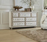 Antonella 7-Drawer Upholstered Dresser Ivory And Camel - Ella Furniture