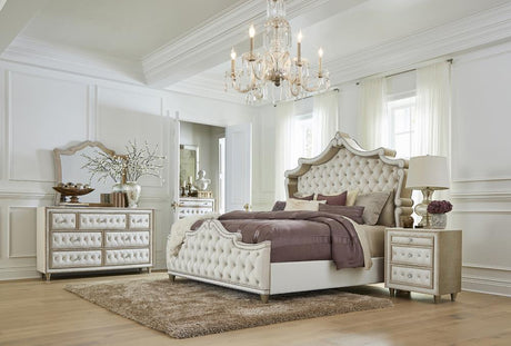 Antonella 7-Drawer Upholstered Dresser Ivory And Camel - Ella Furniture