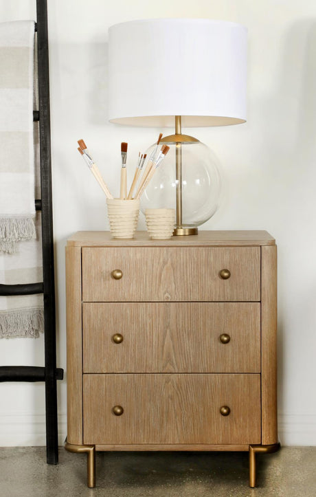 Arini 3-Drawer Nightstand With Dual Usb Ports Sand Wash - Ella Furniture