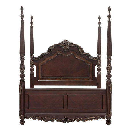 Deryn Park Cherry Traditional Cherry Walnut Veneer Wood And Engineered Wood Queen Poster Bed - Ella Furniture