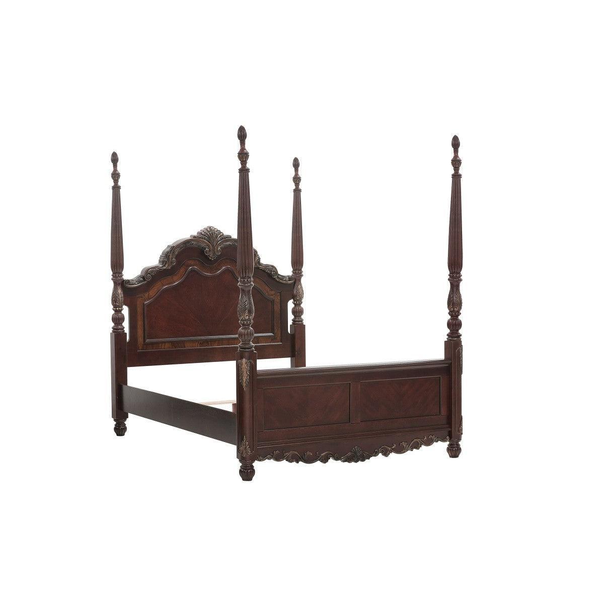 Deryn Park Cherry Traditional Cherry And Walnut Veneer Wood And Engineered Wood King Poster Bed - Ella Furniture