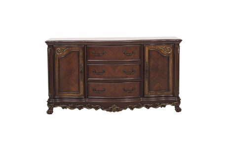 Deryn Park Cherry Traditional Solid Wood Plush Upholstered Seat Rectangular Dining Room Set - Ella Furniture
