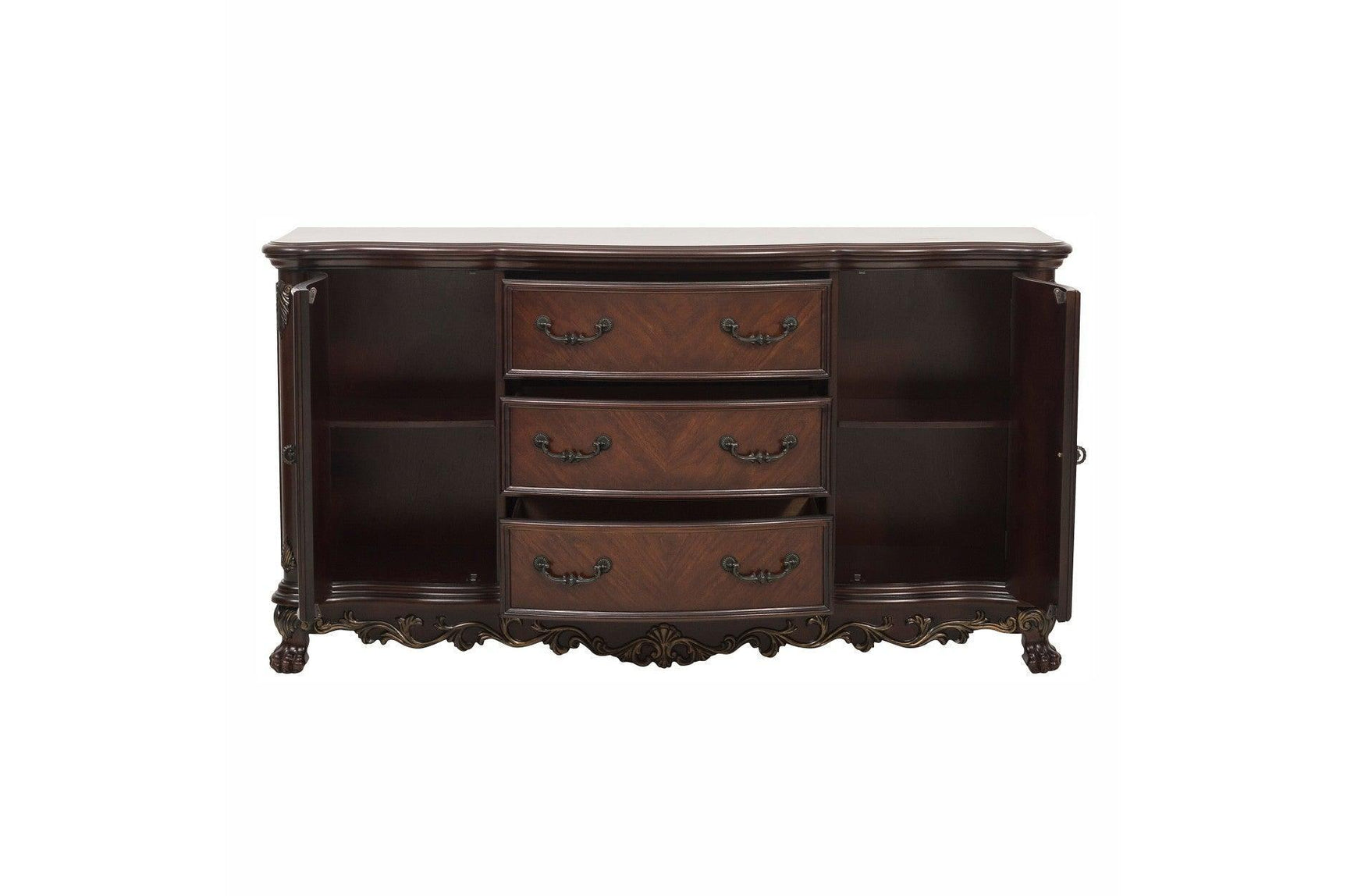 Deryn Park Cherry Traditional Solid Wood Plush Upholstered Seat Rectangular Dining Room Set - Ella Furniture