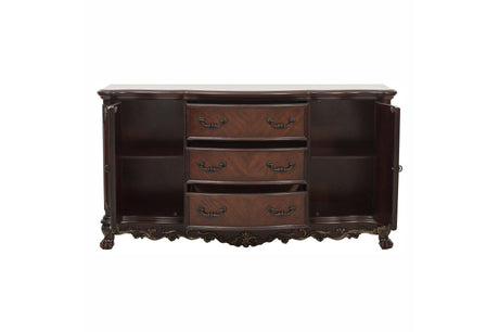 Deryn Park Cherry Traditional Solid Wood Plush Upholstered Seat Rectangular Dining Room Set - Ella Furniture