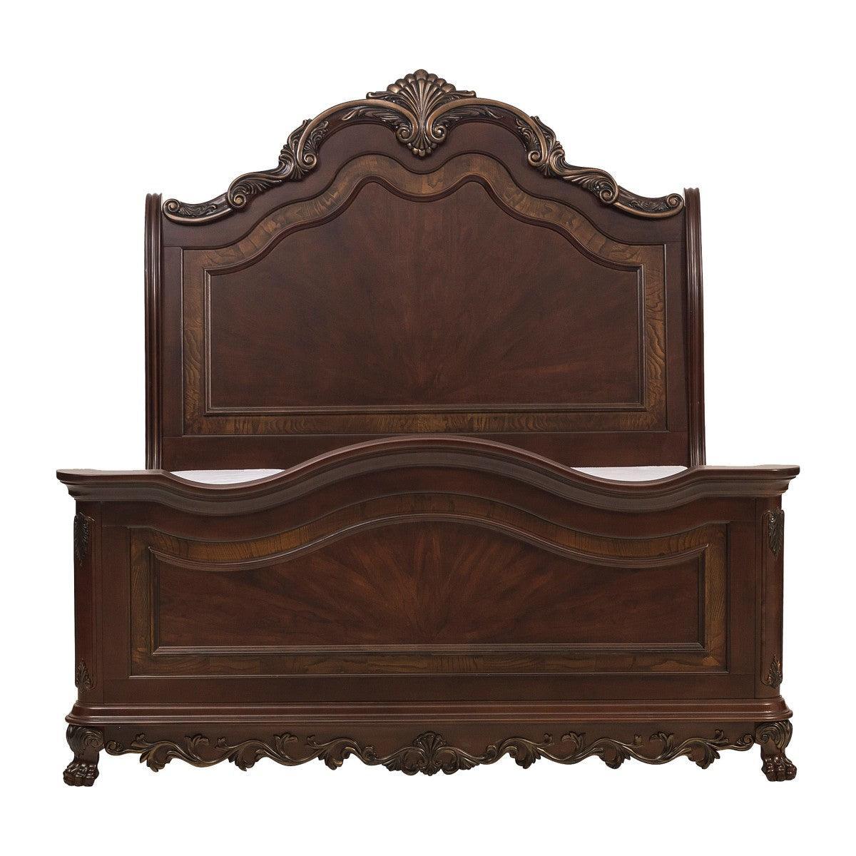 Deryn Park Cherry Traditional Cherry And Walnut Veneer Wood And Engineered Wood King Sleigh Bed - Ella Furniture
