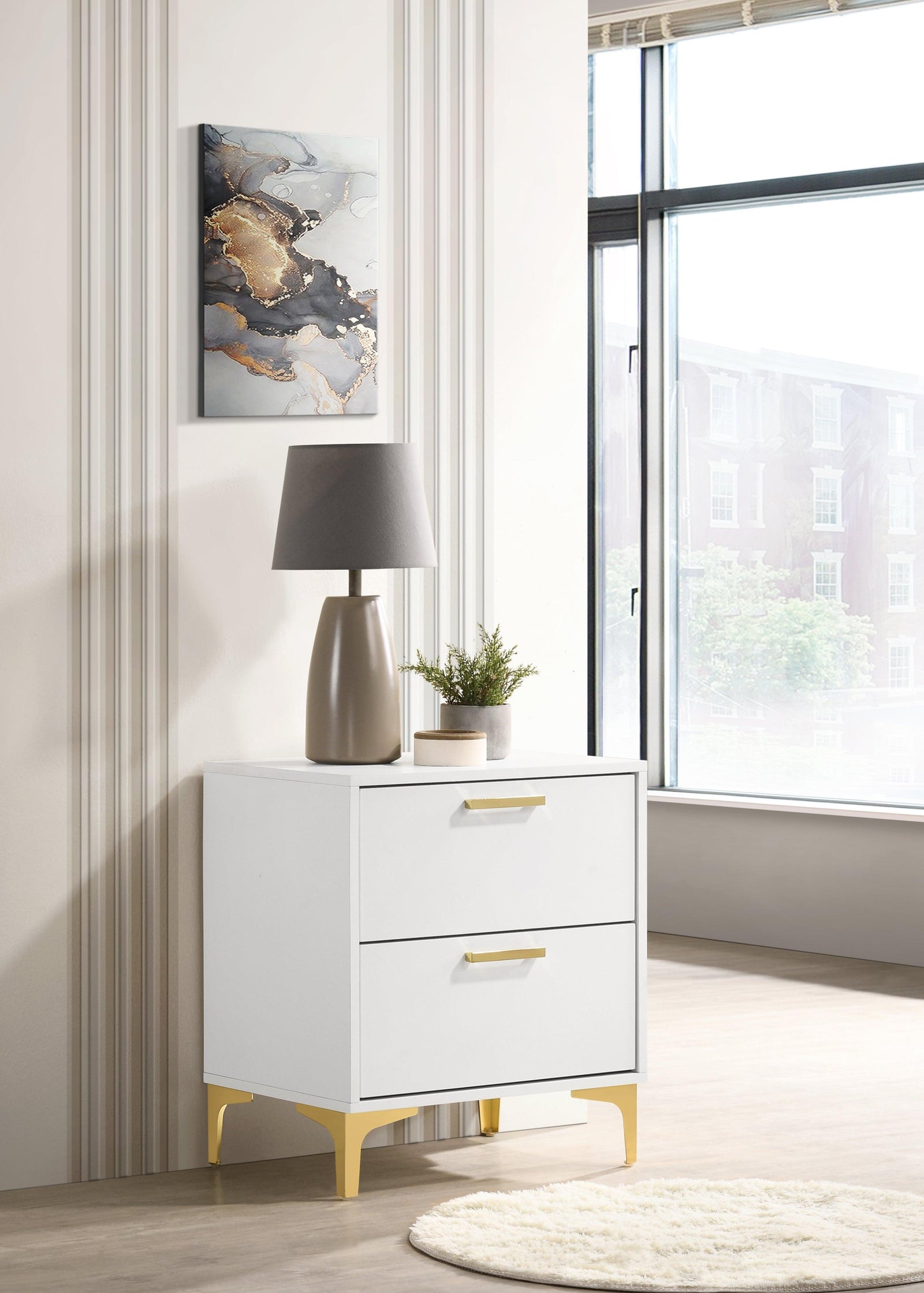 Kendall 2-Drawer Nightstand White - Ella Furniture