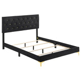 Kendall Tufted Panel Eastern King Bed Black And Gold - Ella Furniture