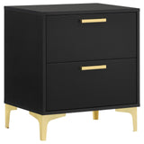 Kendall 2-Drawer Nightstand Black And Gold - Ella Furniture