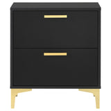 Kendall 2-Drawer Nightstand Black And Gold - Ella Furniture