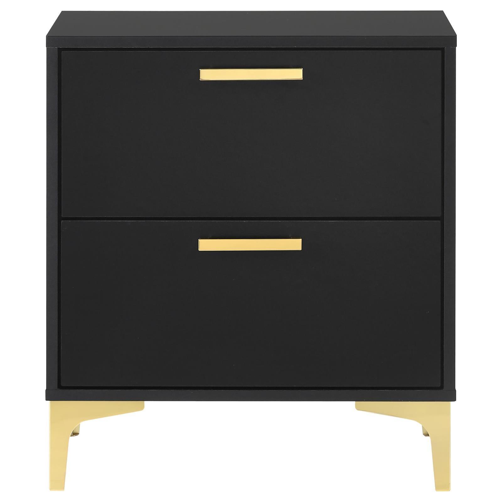 Kendall 2-Drawer Nightstand Black And Gold - Ella Furniture